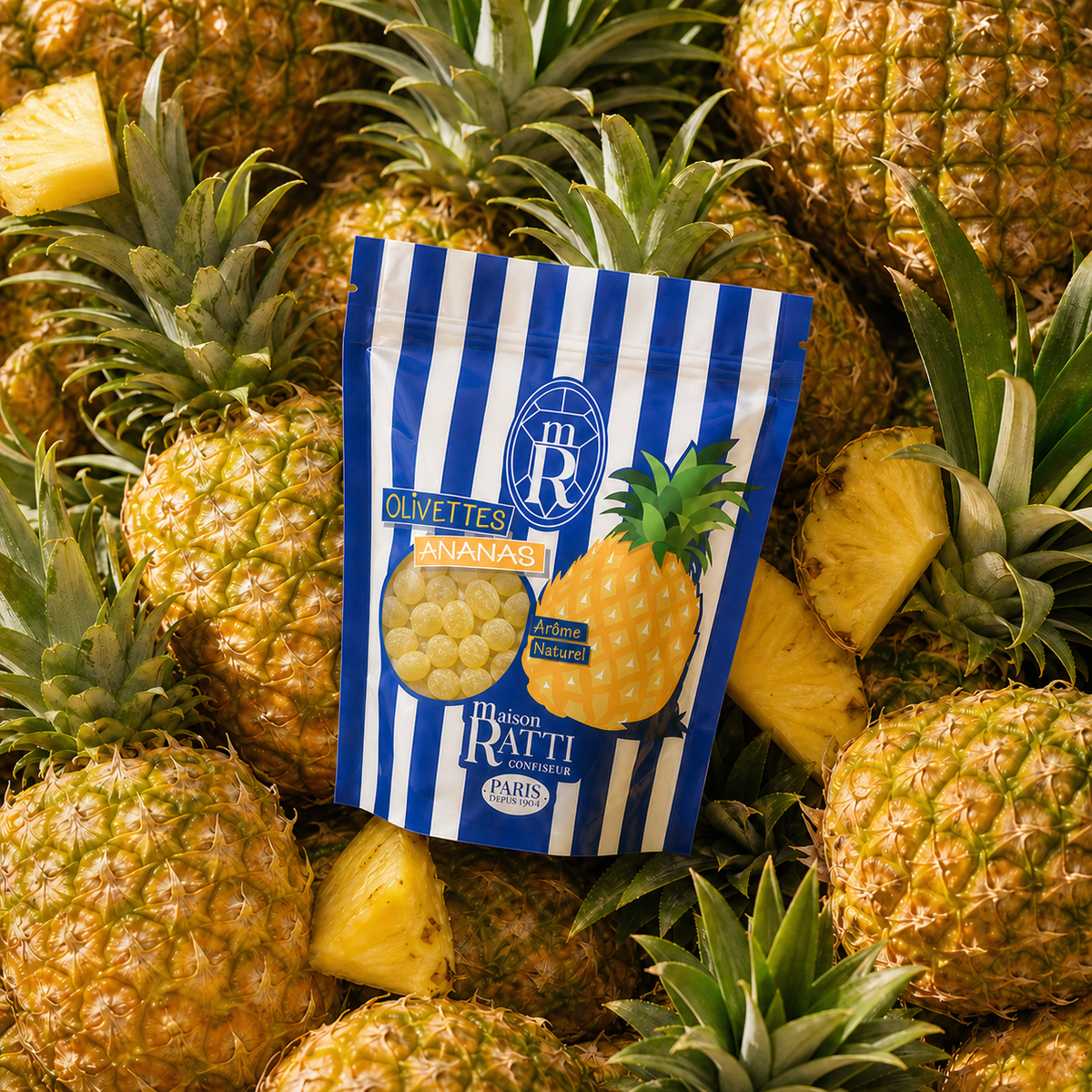 Olivette ananas de Maison Ratti, avec ses ingrédients
