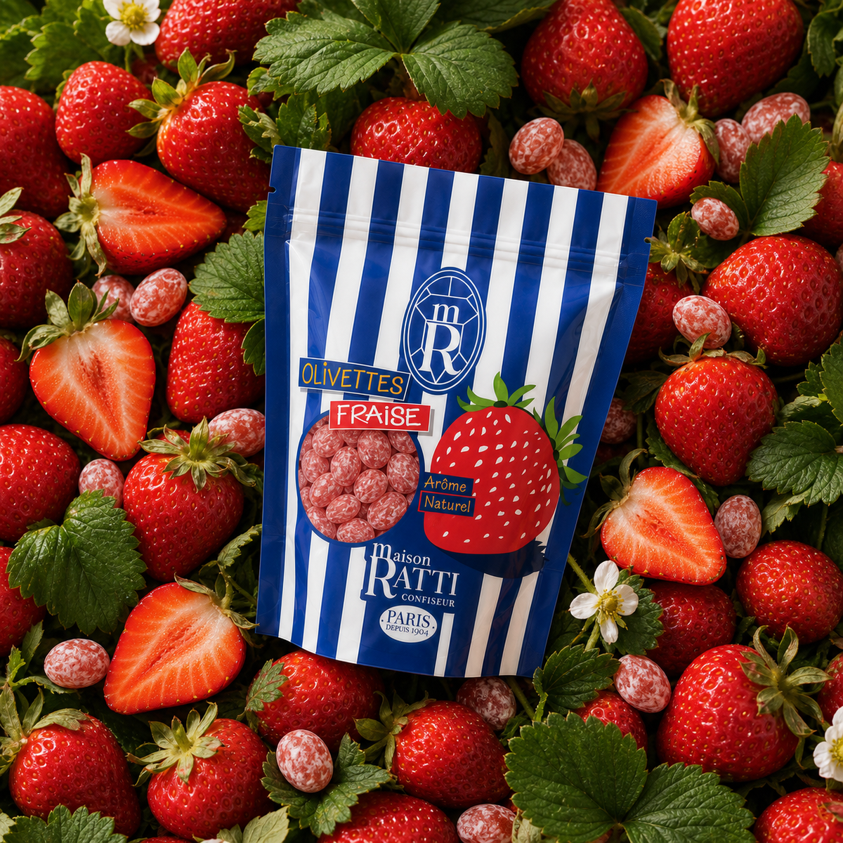Olivette fraise de Maison Ratti, avec ses ingrédients