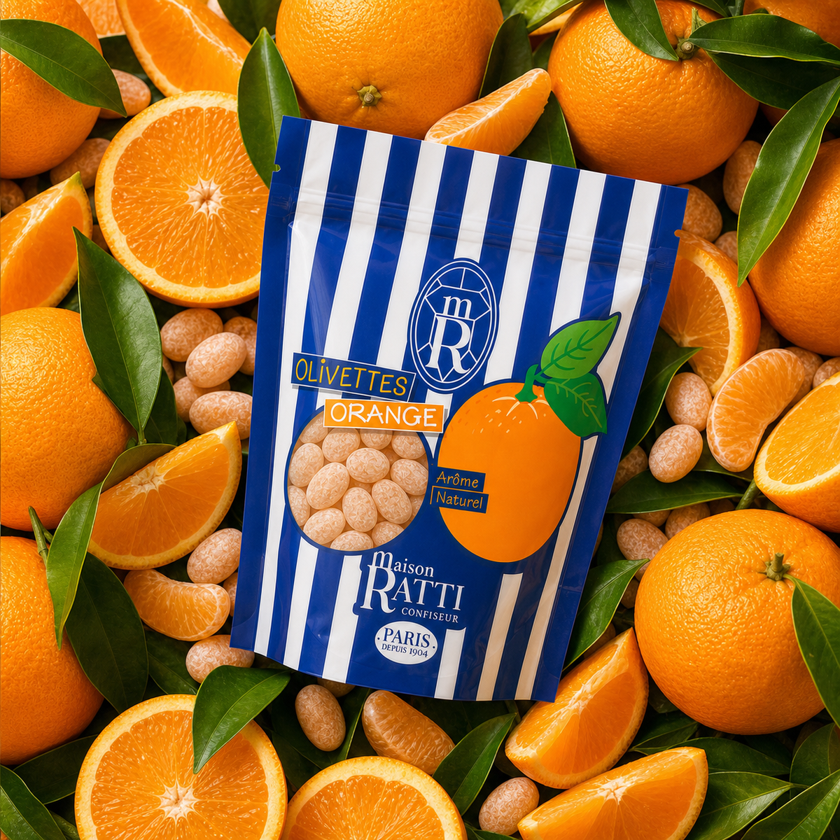 Olivette orange de Maison Ratti, avec ses ingrédients