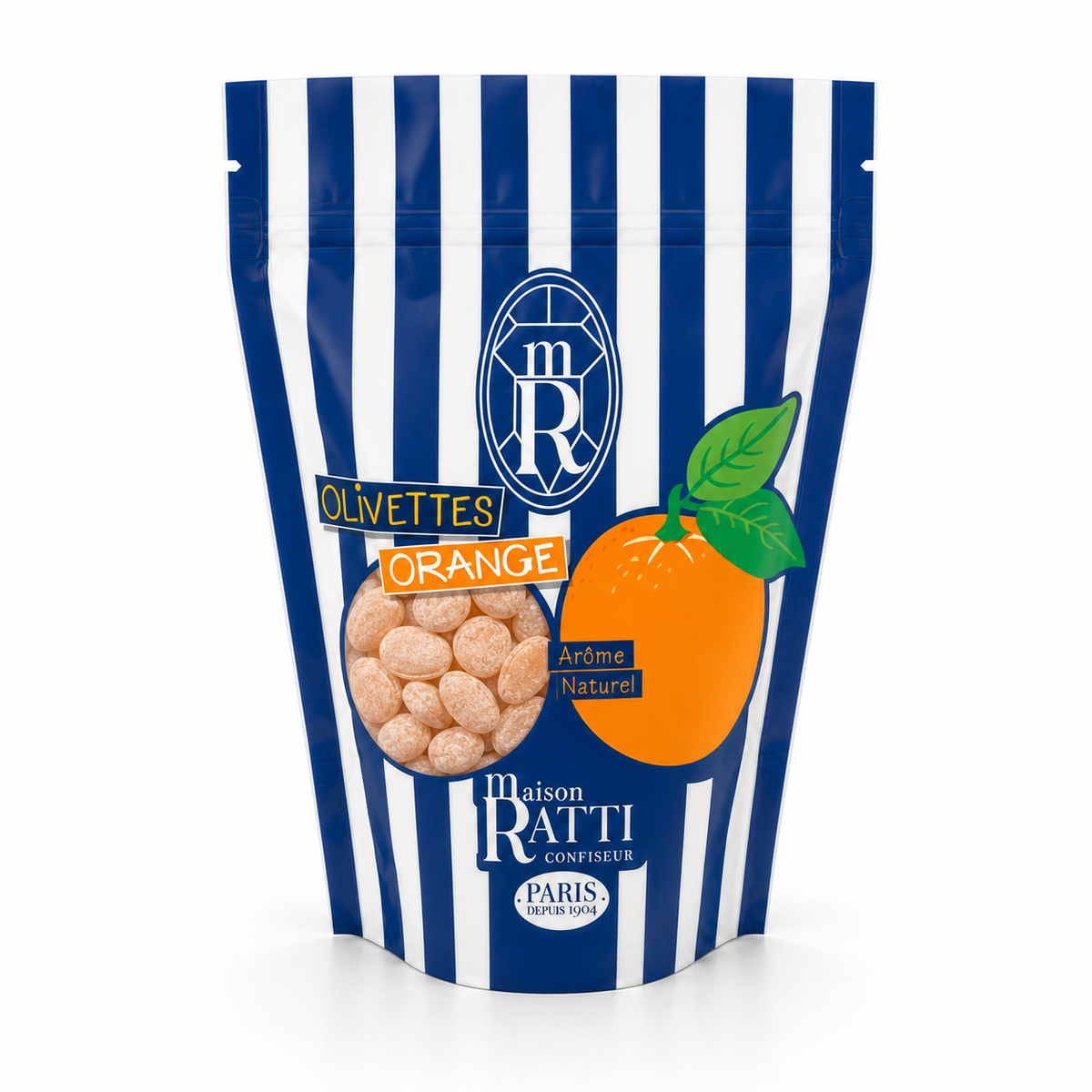 Olivette orange de Maison Ratti, vue de face