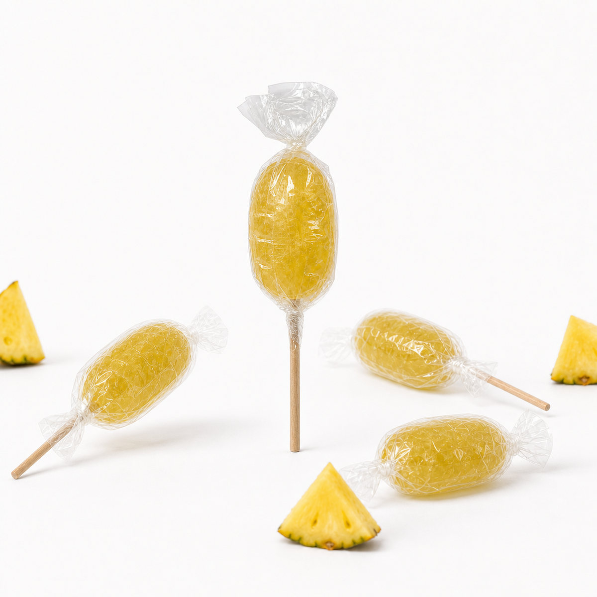 Sucette ananas de Maison Ratti, en situation, dans les mains