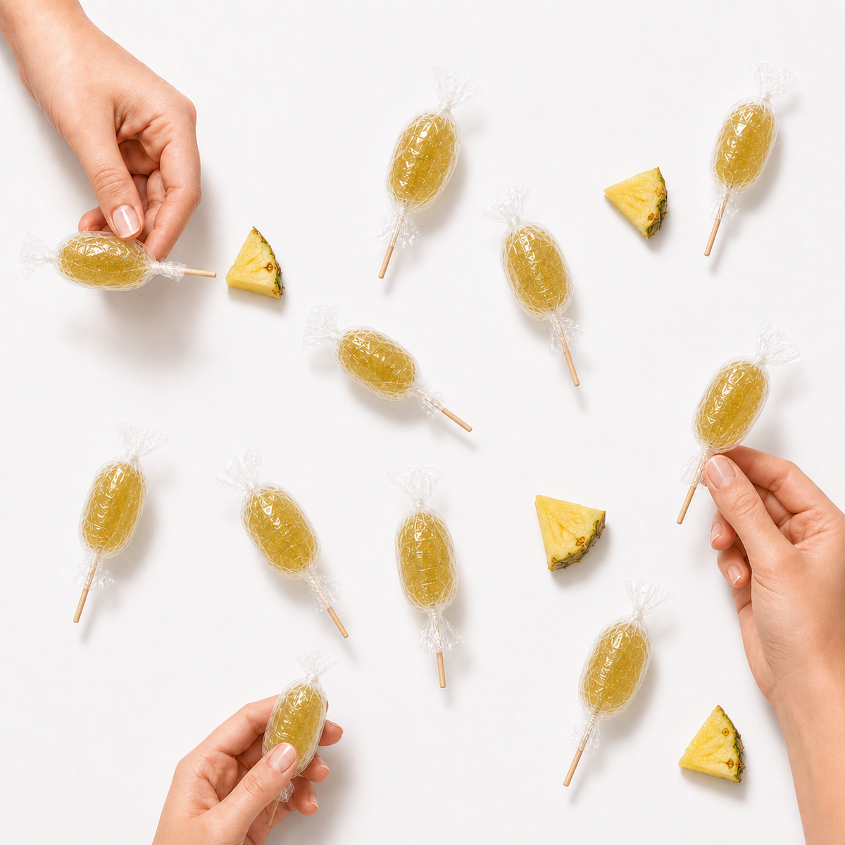 Sucette ananas de Maison Ratti, sachets en scène