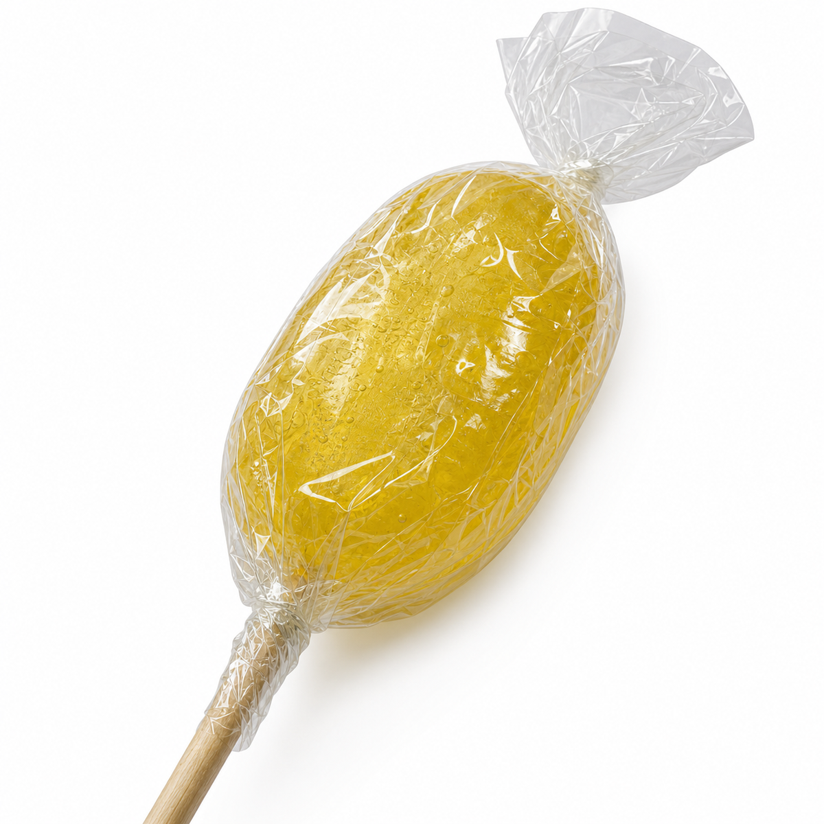 Sucette citron de Maison Ratti, gros plan sur la fenêtre du sachet