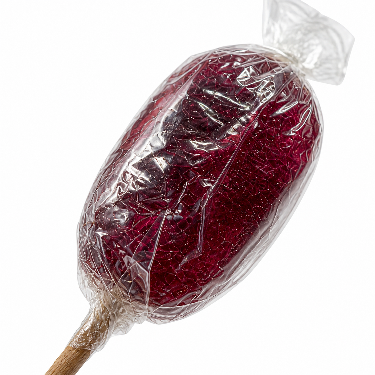 Sucette violette de Maison Ratti, gros plan sur la fenêtre du sachet