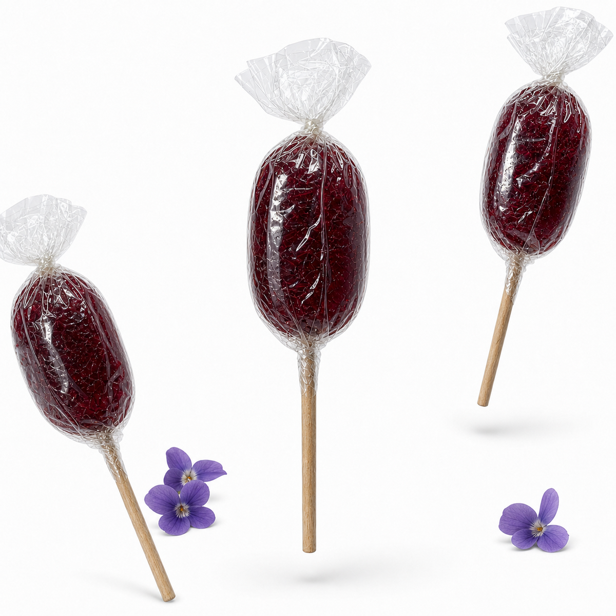 Sucette violette de Maison Ratti, sachets en scène